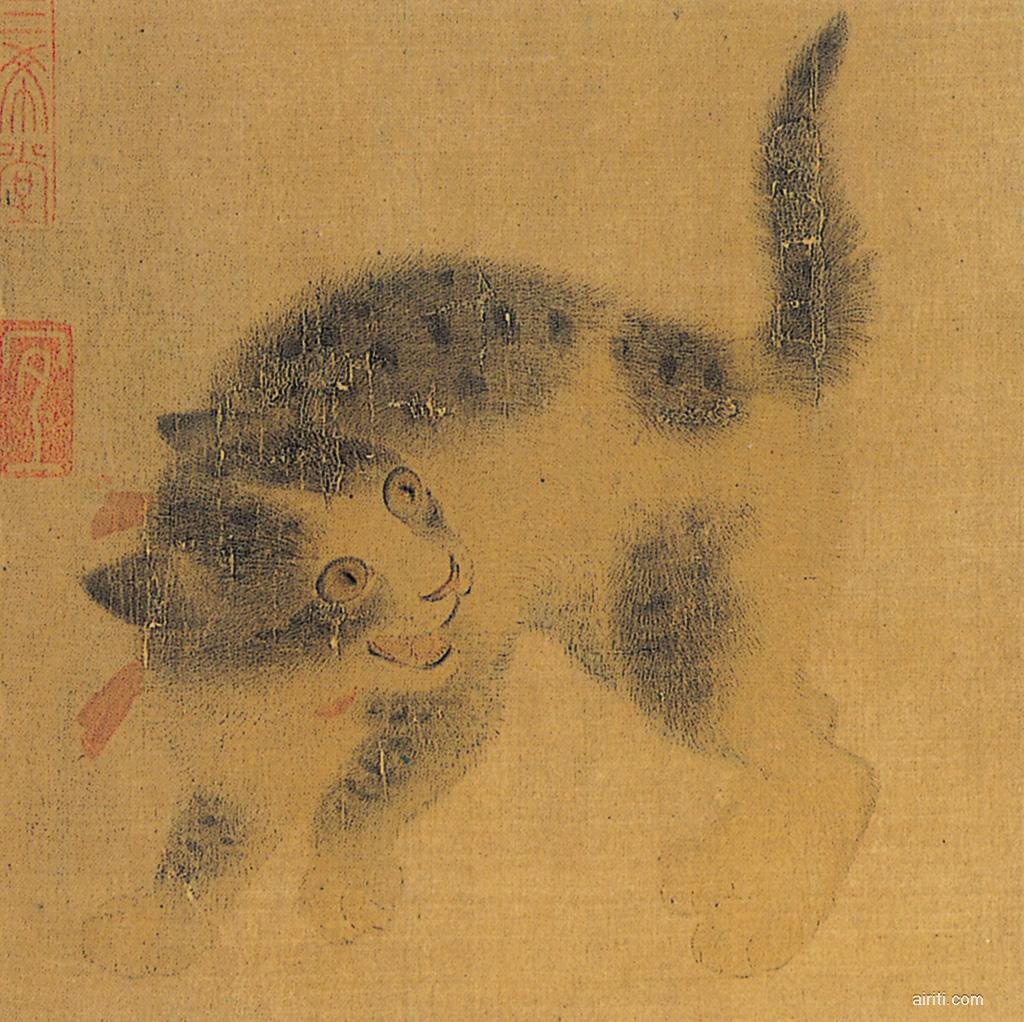 Antica illustrazione cinese raffigurante un gatto