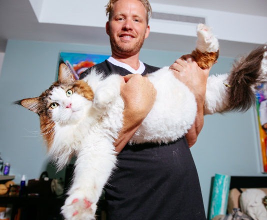 IIl grosso gatto Samson con Jonathan