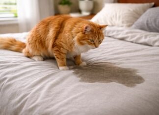 Pipì sul letto o sul divano: perché il gatto sceglie proprio quei posti Pipì sul letto o sul divano