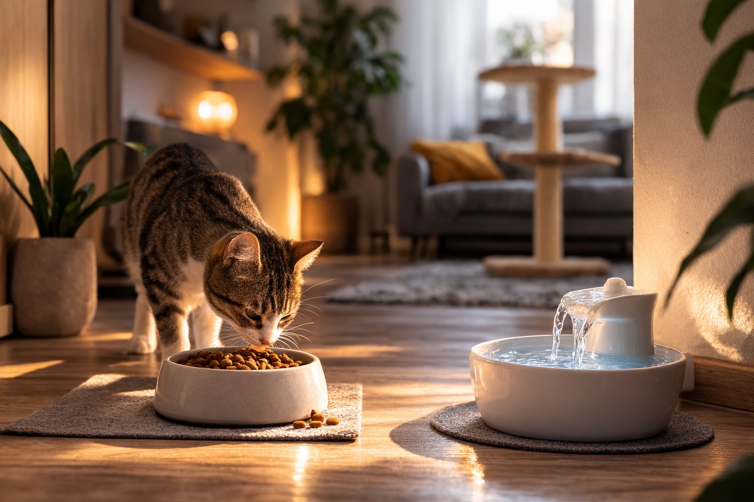 Dove posizionare cibo e acqua per il gatto Dove posizionare cibo e acqua per il gatto