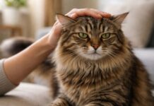 Gatto che morde mentre lo accarezzi