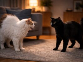 Gatti che litigano di notte