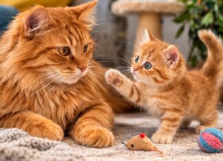 Gatto adulto e cucciolo insieme: criticità comuni Gatto adulto e cucciolo insieme