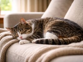Gatto anziano che dorme di più