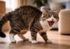 Gatto che soffia e attacca
