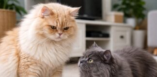 Un gatto domina l’altro