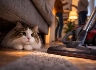 Rumori, aspirapolvere, ospiti: perché il gatto va in ansia perché il gatto va in ansia